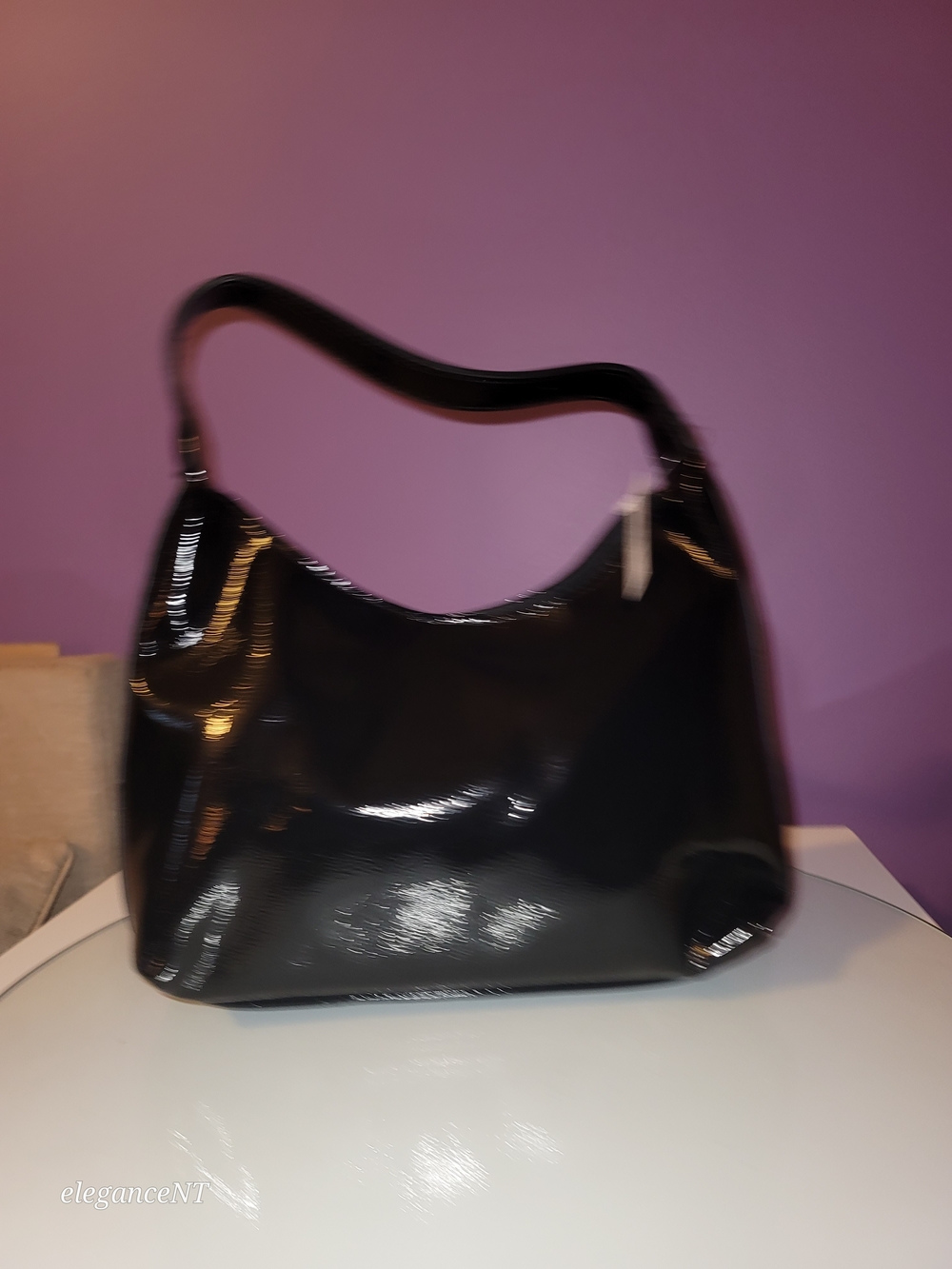 Old Navy Black Patent Mini Hobo Bag NWT - Picture 8 of 9